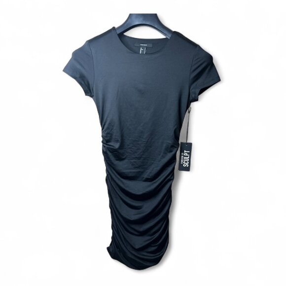 Forever 21 Black Sculpt Mini Dress – Bodycon Fit, Elastic Sides, Size Small - Picture 1 of 4